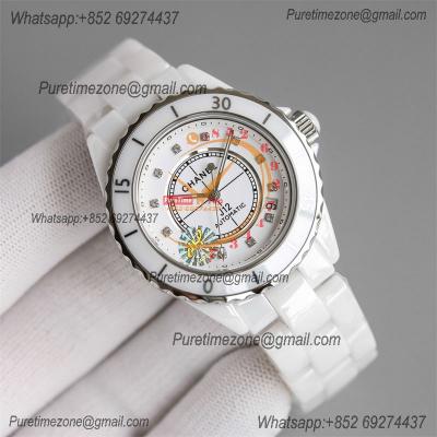 J12 H5705 38mm A12.1 Automatic Unisex Watch Best Edition TWF White Ceramic Dial on Bracelet CHS Womens