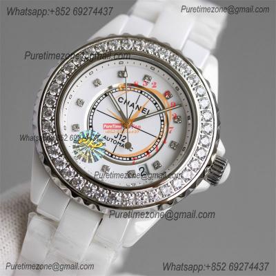 J12 H7189 38mm A12.1 Automatic Unisex Watch Best Edition TWF Diamond Bezel White Ceramic Dial on Bracelet CHS Womens