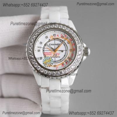 J12 H7189 38mm A12.1 Automatic Unisex Watch Best Edition TWF Diamond Bezel White Ceramic Dial on Bracelet CHS Womens