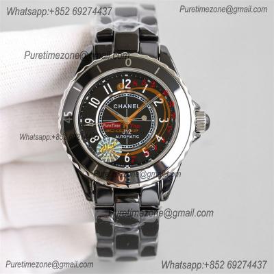 J12 H5697 38mm A12.1 Automatic Unisex Watch Best Edition TWF Black Ceramic Dial on Bracelet CHS Womens