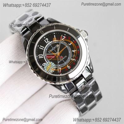 J12 H5697 38mm A12.1 Automatic Unisex Watch Best Edition TWF Black Ceramic Dial on Bracelet CHS Womens