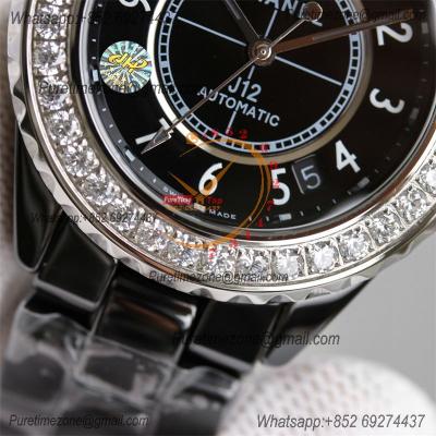 J12 H5697 38mm A12.1 Automatic Unisex Watch Best Edition TWF Diamond Bezel Black Ceramic Dial on Bracelet CHS Womens