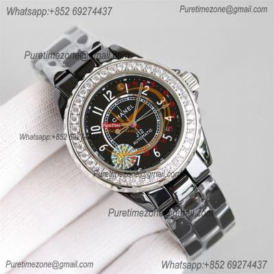 J12 H5697 38mm A12.1 Automatic Unisex Watch Best Edition TWF Diamond Bezel Black Ceramic Dial on Bracelet CHS Womens