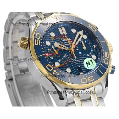 Seamaster 300M A9900 Automatic Chronograph Mens Watch Best Edition N1F 44mm YG Blue Dial SS Bracelet CHS