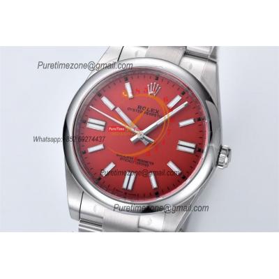 Oyster Perpetual 124300 41mm VR3230 Automatic Mens Watch Best Edition CLEAN Red Dial 904L Oyster SS Bracelet