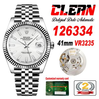 Datejust 126334 41mm VR3235 Automatic Mens Watch Best Edition CLEAN Silver Stick Dial On 904L Jubilee SS Bracelet CHS