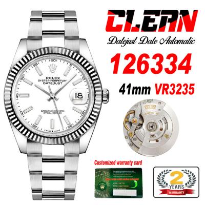 Datejust 126334 41mm VR3235 Automatic Mens Watch Best Edition CLEAN White Stick Dial On 904L Oyster SS Bracelet CHS