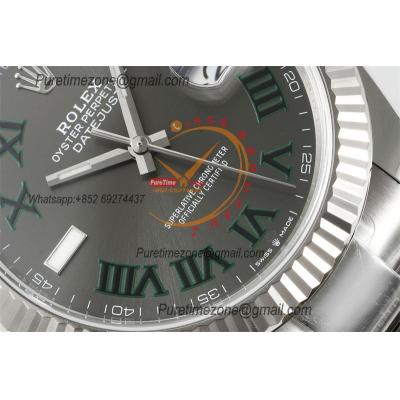 Datejust 126334 Wimbledon 41mm VR3235 Automatic Mens Watch Best Edition CLEAN Gray Dial On 904L Oyster SS Bracelet CHS