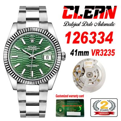 Datejust 126334 41mm VR3235 Automatic Mens Watch Best Edition CLEAN Fluted Green Dial On 904L Oyster SS Bracelet CHS