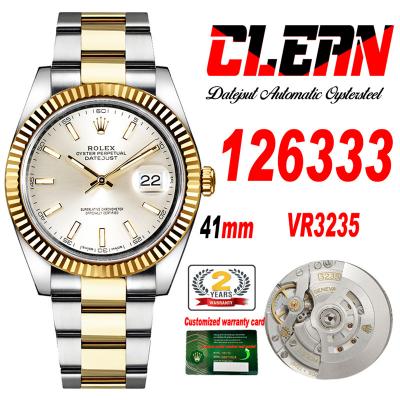 Datejust 126333 41 VR3235 Automatic Mens Watch Best Edition CLEAN YG Silver Dial On 904L Oyster SS Bracelet CHS