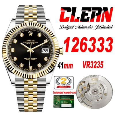 Datejust 126333 41 VR3235 Automatic Mens Watch Best Edition CLEAN YG Black Diamond Dial On 904L Jubilee SS Bracelet CHS