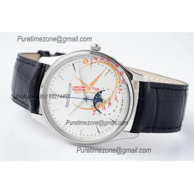 Master Ultra Thin Q1368420 A925 Automatic Mens Watch Moon Phase Date Best Edition ZF 39 Steel Silver Dial Leather CHS