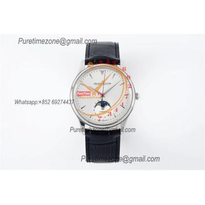 Master Ultra Thin Q1368420 A925 Automatic Mens Watch Moon Phase Date Best Edition ZF 39 Steel Silver Dial Leather CHS