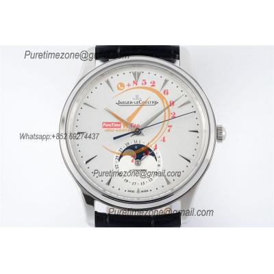 Master Ultra Thin Q1368420 A925 Automatic Mens Watch Moon Phase Date Best Edition ZF 39 Steel Silver Dial Leather CHS