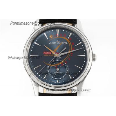 Master Ultra Thin Q1368470 A925 Automatic Mens Watch Moon Phase Date Best Edition ZF 39 Steel Blue Dial Leather CHS