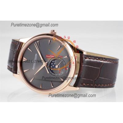 Master Ultra Thin Q136255J A925 Automatic Mens Watch Moon Phase Date Best Edition ZF 39 RG Gray Dial Leather CHS