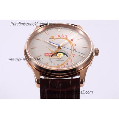 Master Ultra Thin Q1362520 A925 Automatic Mens Watch Moon Phase Date Best Edition ZF 39 RG Silver Dial Leather CHS