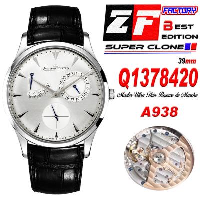 Master Ultra Thin Q1372520 Reserve Marche SA938 Automatic Mens Watch Best Edition ZF V6 Power Reserve Steel Silver Dial