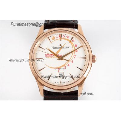 Master Grande Ultra Thin Date Q1288420 A899/1 Automatic Mens Watch Best Edition ZF V3 RG Silver Dial Brown Leather CHS