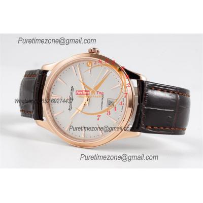 Master Grande Ultra Thin Date Q1288420 A899/1 Automatic Mens Watch Best Edition ZF V3 RG Silver Dial Brown Leather CHS