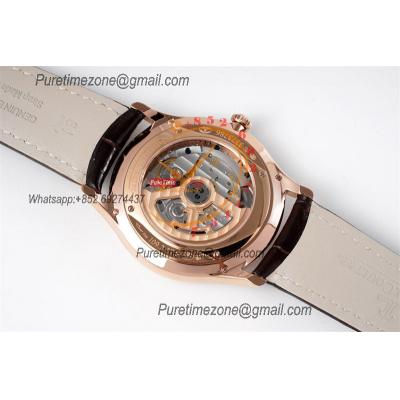 Master Grande Ultra Thin Date Q1288420 A899/1 Automatic Mens Watch Best Edition ZF V3 RG Silver Dial Brown Leather CHS