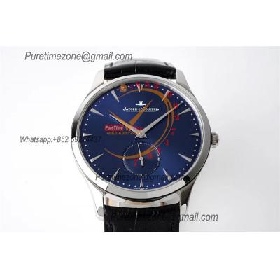 Master Ultra Thin Small Second Q1358480 M9015 Automatic Mens Watch Best Edition ZF 40 Steel Blue Dial Black Leather CHS