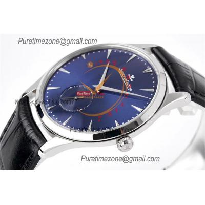 Master Ultra Thin Small Second Q1358480 M9015 Automatic Mens Watch Best Edition ZF 40 Steel Blue Dial Black Leather CHS