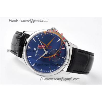 Master Ultra Thin Small Second Q1358480 M9015 Automatic Mens Watch Best Edition ZF 40 Steel Blue Dial Black Leather CHS