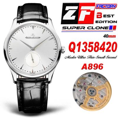 Master Ultra Thin Small Second Q1358480 M9015 Automatic Mens Watch Best Edition ZF 40 Steel Silver Dial Leather CHS