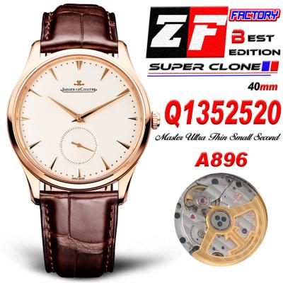 Master Ultra Thin Small Second Q1352520 M9015 Automatic Mens Watch Best Edition ZF 40 RG Silver Dial Leather CHS