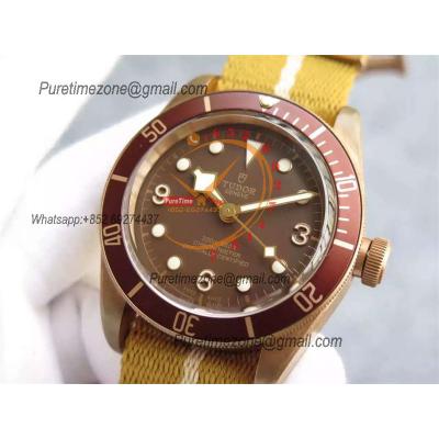 Heritage Black Bay M79250BM Bronze A2824 Automatic Mens Watch Best Edition ZF 43mm Blue Bezel Brown Dial Nylon