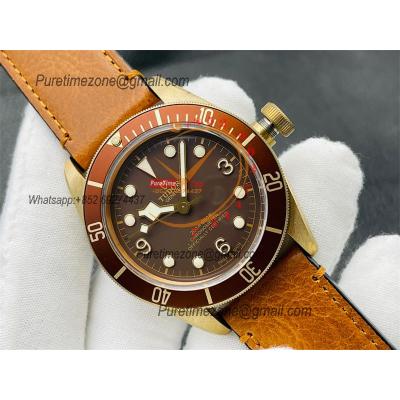 Heritage Black Bay M79250BM Bronze A2824 Automatic Mens Watch Best Edition ZF 43mm Blue Bezel Brown Dial Leather