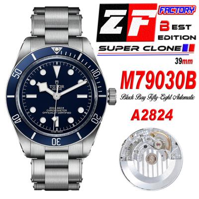 Black Bay Fifty Eight M79030B A2824 Automatic Mens Watch Best Edition ZF 39mm Blue Dial SS Bracelet CHS