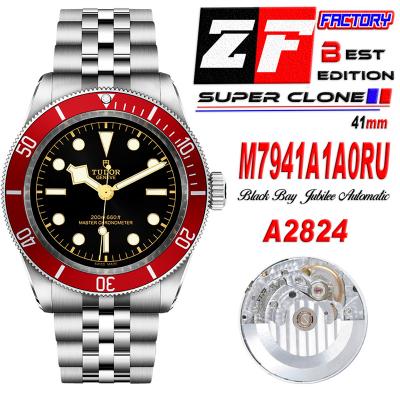 Heritage Black Bay M7941A1A0RU A2824 Automatic Mens Watch Best Edition ZF 41mm Red Bezl Black Dial SS Bracelet