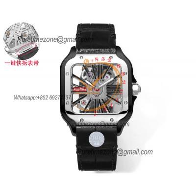 Santos WHSA0027 Large Model 39.8mm Swiss Ronda Quartz Mens Watch Best Edition THBF SS Skeleton Dial Leather CHS