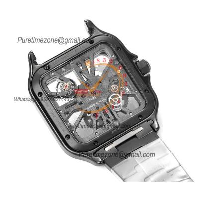 Santos WHSA0009 Large Model 39.8 Swiss Ronda Quartz Mens Watch Best Edition THBF DLC Skeleton Dial SmartLink SS Bracelet