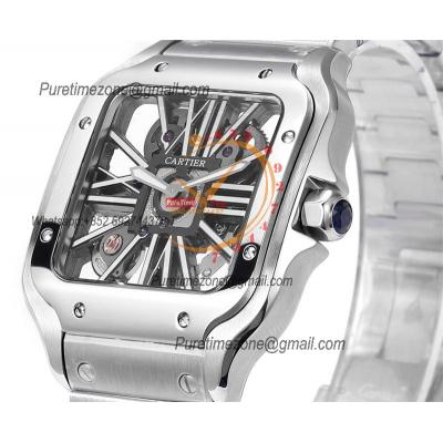 Santos WHSA0015 Large Model 39.8 Swiss Ronda Quartz Mens Watch Best Edition THBF Skeleton Dial SmartLink SS Bracelet