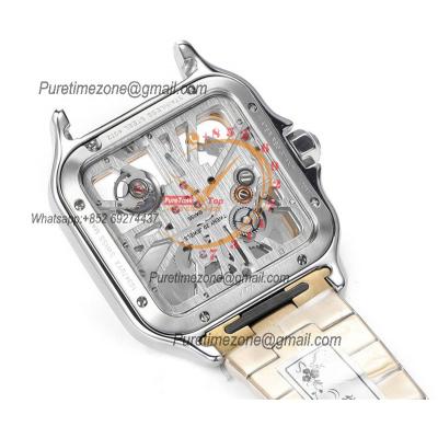 Santos WHSA0042 Large Model 39.8 Swiss Ronda Quartz Mens Watch Best Edition THBF YG Skeleton Dial SmartLink SS Bracelet