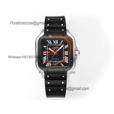 Santos WSSA0037 Large Model 39.8mm M9015 Automatic Mens Watch Best Edition THBF PVD Black Dial Rubber CHS