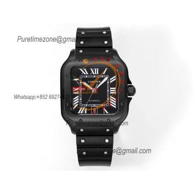 Santos WSSA0039 Large Model 39.8mm M9015 Automatic Mens Watch Best Edition THBF PVD Black Dial Rubber CHS