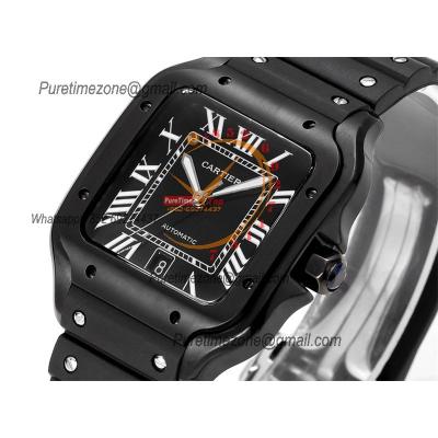 Santos WSSA0039 Large Model 39.8mm M9015 Automatic Mens Watch Best Edition THBF PVD Black Dial Rubber CHS