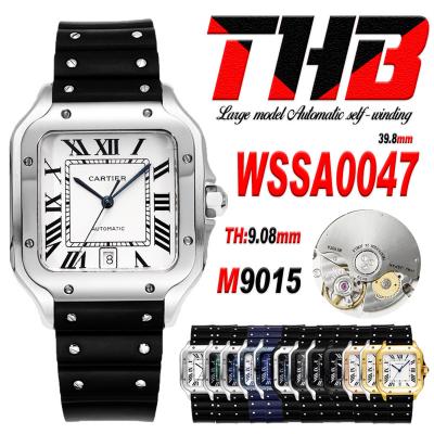 Santos WSSA0047 Large Model 39.8mm M9015 Automatic Mens Watch Best Edition THBF SS White Dial Rubber CHS