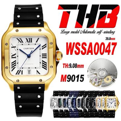 Santos WSSA0047 Large Model 39.8mm M9015 Automatic Mens Watch Best Edition THBF YG White Dial Rubber CHS