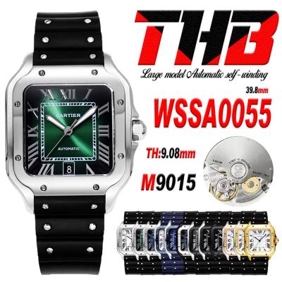 Santos WSSA0055 Large Model 39.8mm M9015 Automatic Mens Watch Best Edition THBF SS Green Dial Rubber CHS