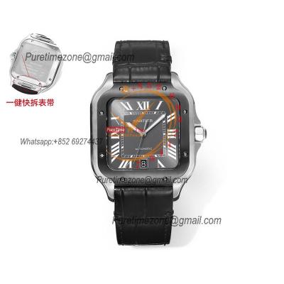 Santos WSSA0037 Large Model 39.8mm M9015 Automatic Mens Watch Best Edition THBF PVD Gray Dial Leather CHS