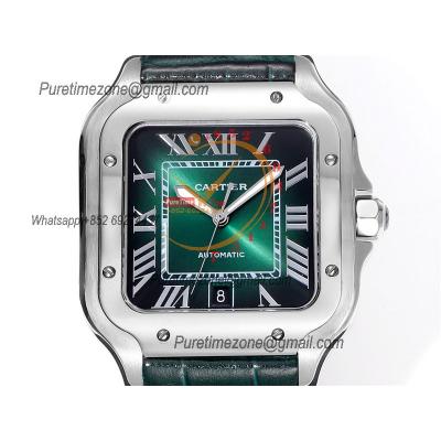 Santos WSSA0055 Large Model 39.8mm M9015 Automatic Mens Watch Best Edition THBF SS Green Dial Leather CHS