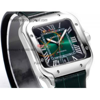 Santos WSSA0055 Large Model 39.8mm M9015 Automatic Mens Watch Best Edition THBF SS Green Dial Leather CHS