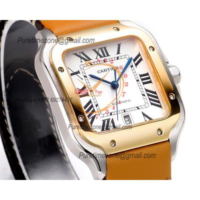 Santos WSSA0047 Large Model 39.8mm M9015 Automatic Mens Watch Best Edition THBF YG White Dial Leather CHS