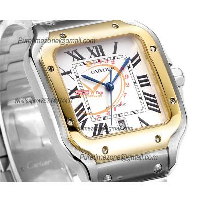 Santos W2SA0009 Large Model 39.8 M9015 Automatic Mens Watch Best Edition THBF YG White Dial SmartLink SS Bracelet CHS