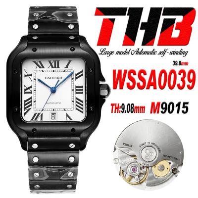 Santos WSSA0039 Large Model 39.8 M9015 Automatic Mens Watch Best Edition THBF DLC White Dial SmartLink SS Bracelet CHS